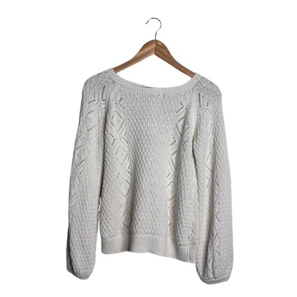 Zara Knit Cream Sweater Open Knit Size Medium Pointelle Year Round Cozy Chic